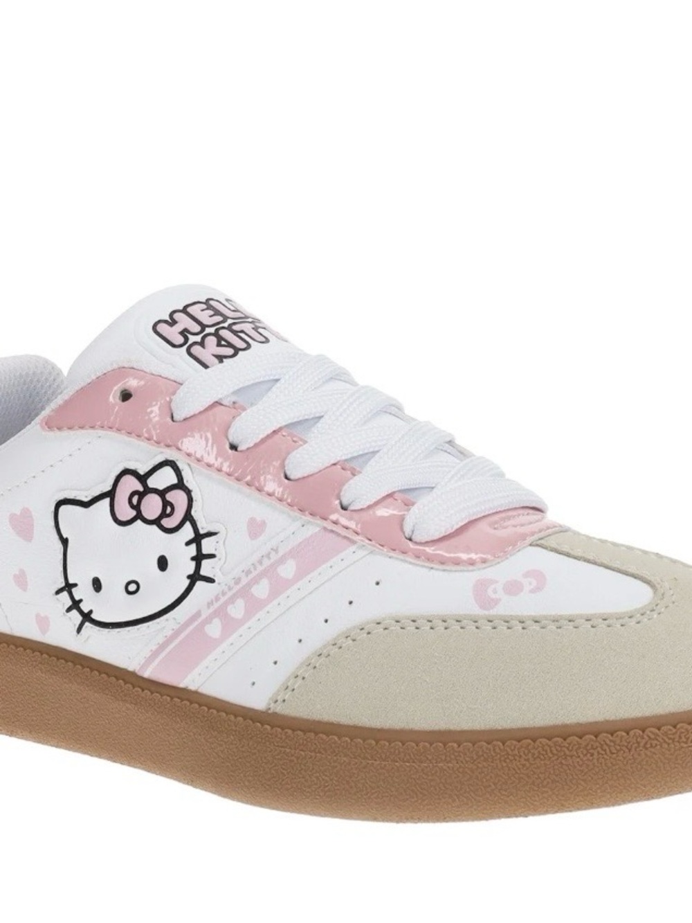 Hello Kitty White, Pink & Tan Kids Lace-Up Sneakers